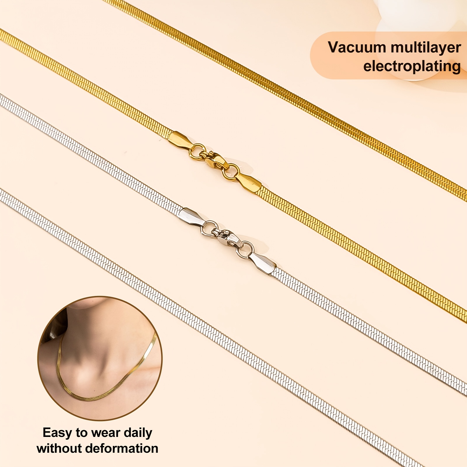 3mm Flat Snake Chain Necklace — Versatile Unisex Style